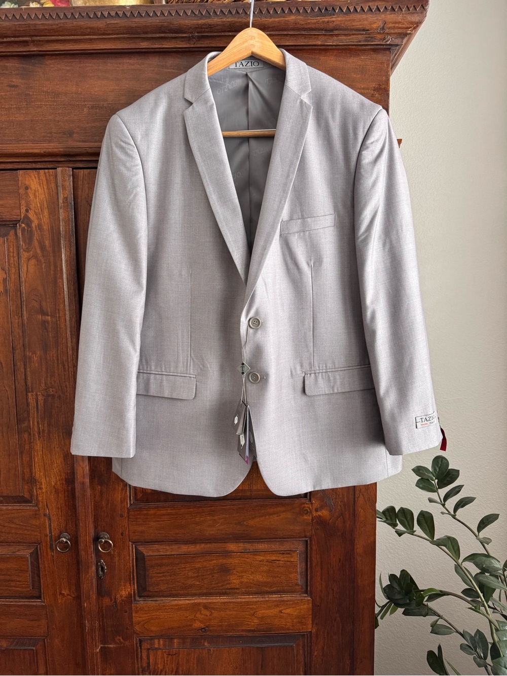 Tazio Slim Fit Men's Suit Jacket Light Gray Blazer New Size 46S
